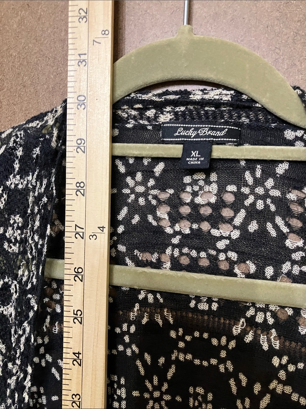 Lucky Brand Black and White Geometric Open-Front Cardigan - Picture 8 of 12